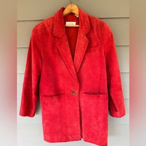 VINTAGE Liz Claiborne First Issue Red Suede Blazer. Size M (a very generous M).